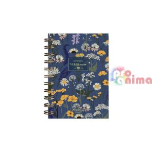 Тефтер Drasca Wildflowers A6, 120 листа Син фон