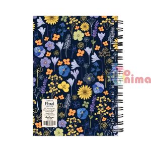 Тефтер | Бележник Drasca Floral Harmony A5 120 л. Черен фон