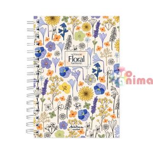Тефтер | Бележник Drasca Floral Harmony A5 120 л. Бял фон