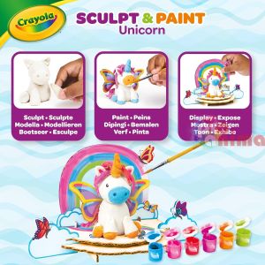 Креативен комплект Crayola Еднорог Самосъхнеща глина + 6 бр. темперни бои и четка