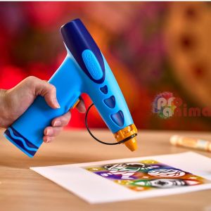 Комплект Crayola Airbrush - детски пистолет за рисуване | аерограф + 8 бр. измиващи се маркери и 5 бр. шаблони
