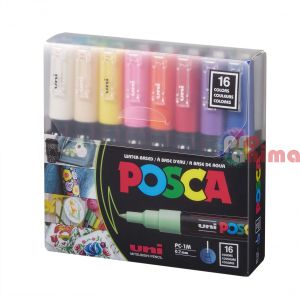 Акрилни маркери POSCA 1М, 16 бр., основни  цветове