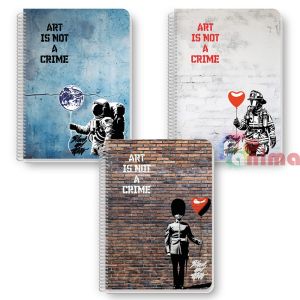 Тетрадка Black&White Широки редове A4 60 листа Спирала Graffitti