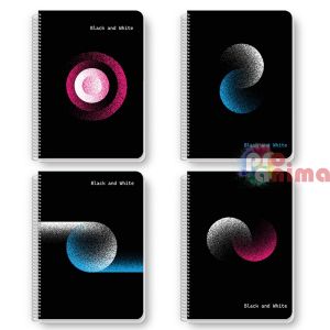 Тетрадка с PP корици Black&White Широки редове A4 160 листа Exclusive dots