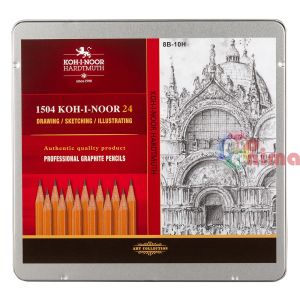 Комплект графитни моливи Koh-I-Noor Art, 24 бр., в метална кутия