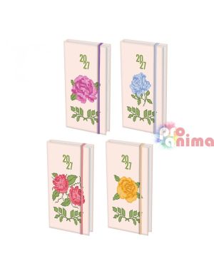 Бележник с дати за 2027 г. Roses, с ластик, 8 x 16 cm